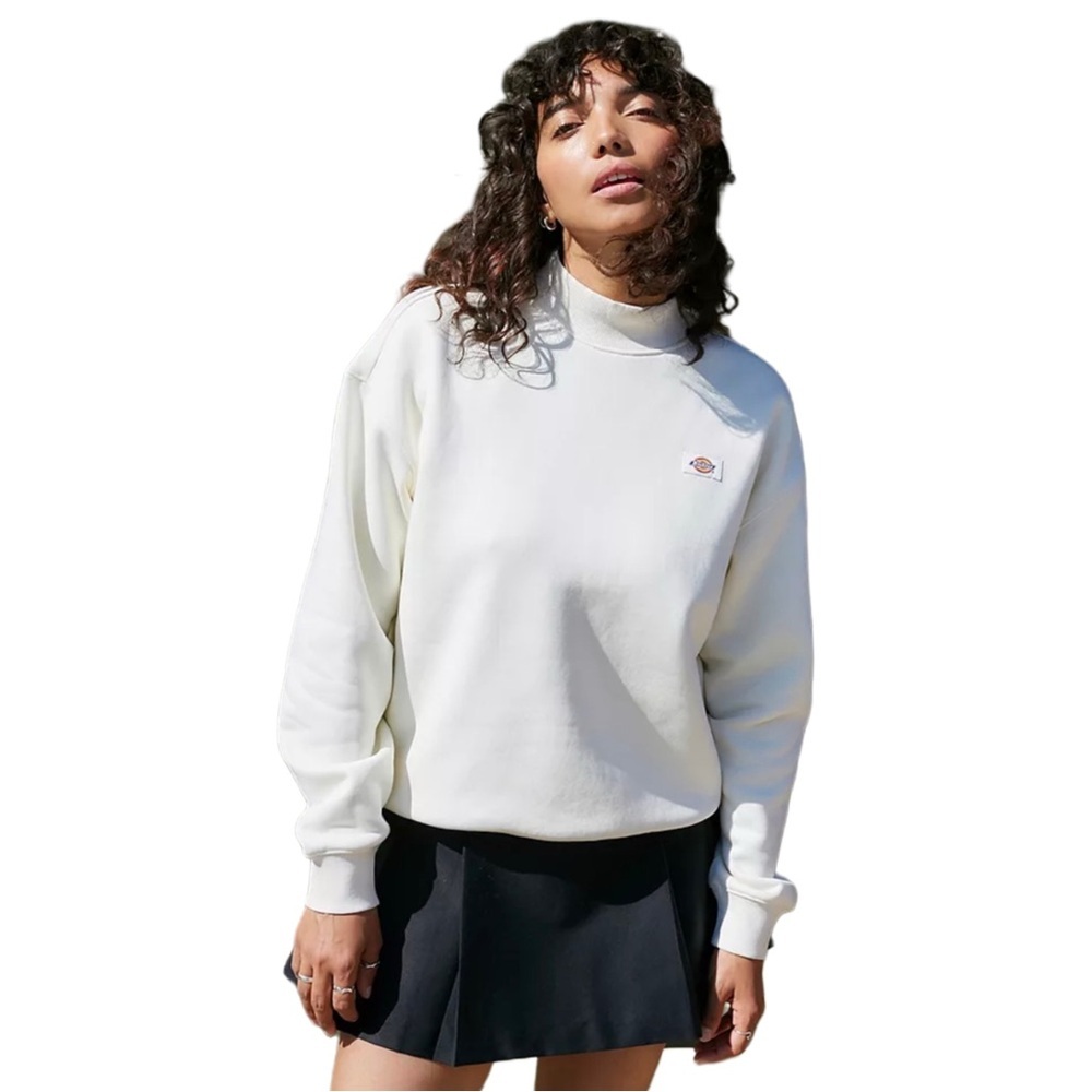 Dickies Oakport Bardwell Long Sleeve Mock Neck Off-White Cotton Sweatshirt